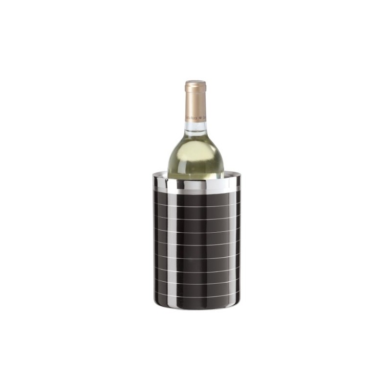 Oggi Stainless Steel Double Walled Wine Cooler, Black Stripe
