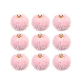 SUPVOX Felt Pom Poms 24pcs Faux Fur Pom Pom Balls Pendant Charms Pom Pom Charms DIY Jewelry Craft Making Accessory for Earring Necklace Bracelet Keychain 15mm (Pink) Key Ring Accessories