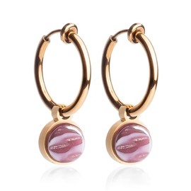 Ohrclips Creolen Ros√©gold ‚Ä¢ Clip Ohrringe mit Charm in altrosa zum Wechseln ‚Ä¢ vergoldeter Edelstahl & recyceltes Glas ‚Ä¢ nachhaltig & handmade ‚Ä¢ MIX AND MATCH ‚Ä¢ √ò 18 mm