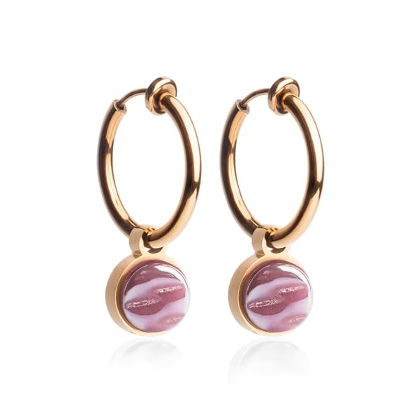 Ohrclips Creolen Ros√©gold ‚Ä¢ Clip Ohrringe mit Charm in altrosa