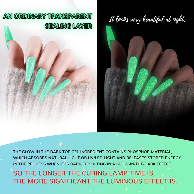 Glow In The Dark Gel Polish,Glitter Luminous Green Nail Gel