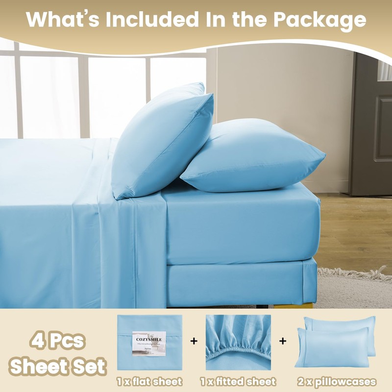 CozySmile Breathable Cooling Full Sheet Set - Hotel Luxury 4