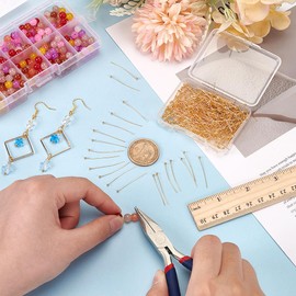 UNICRAFTALE 300Pcs 29.5mm Long Ball Head Pins 18K Gold Plated Headpin Jewelry Making Headpins Bendable Headpin Brass Long End Eye Pins Metal End Eye Pins for Earring Pendant Bracelet Necklace