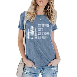 Lose My Mind and Find My Soul Travel Tshirts for Women Funny Colorado Nature Theme Hunting Clothes Short Sleeve Simply Southern Wilderness Shirts, Ink Blue Large