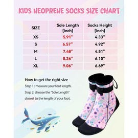 XUKER Neoprene Water Socks for Kids Toddlers 3mm Sand Proof Beach Volleyball Socks Diving Boots for Outdoor Water Sports