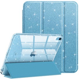 Fintie Slim Case for iPad (A16) 11th Generation 11 Inch (2025), iPad 10th Generation 10.9 Inch (2022) - Glittering Sparkly Shockproof Cover with Shiny Clear Back Shell & Pencil Holder, Blue