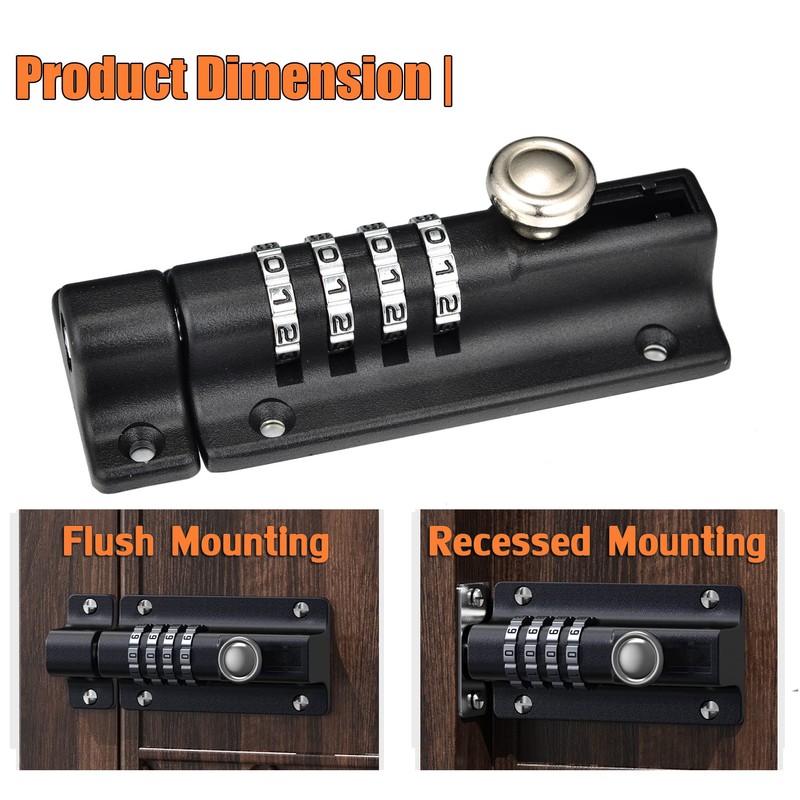 Combination Door Security Slide Latch Lock,Cyrmiug® High Security 4 Digit