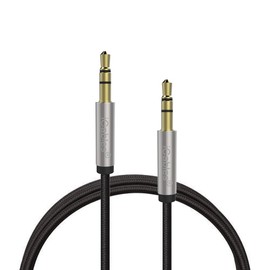 iCables Aux Cable 3.5mm Audio Cable - Jack to Jack cable / Braided Auxiliary Cable - Works with Portable speakers, Car Stereo, Mobile MP3 / MP4 Players, PC / Laptop and more - Audio Jack / AUX Lead / Car Aux cable - Length = 1.6ft / 0.5M