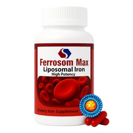 Ferrosom Max Liposomal Iron Supplement 60 Capsules (45mg Pure Elemental Iron) by Siba Pharm | Maximum Absorption Formula | Non GMO, Vegan, Premium Quality | Helps New Blood Cell Production.