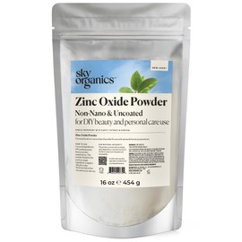 Sky Organics Óxido de Zinc en Polvo 16oz  Sin Revestimiento y Non-Nano  100 Puro Grado Cosmético                                                      