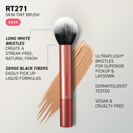 Real Techniques Skin Tint Liquid Foundation Makeup for Brush and Moisturizer Streak-Free Blending Ultra Plush Bristol Cruelty 1 Count / 리얼 테크닉 스킨 틴트 베이스 브러시 및 모이스처라이저용 리퀴드 파운데이션 메이크업 스트릭 프리 블렌딩 울트라 플러시 브리스틀 크루얼티 1 카운트