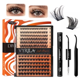 Lash Clusters Kit-VYRILA 0.07mm Wispy 8-14mix C Curl Eyelash Clusters with Lash Bond and Seal Waterproof, Eyelash Tweezers (S03+S05 KIT 138pcs-8-14mix)