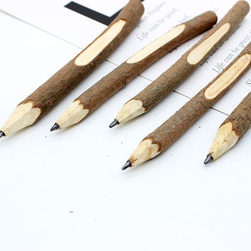 sigaer 12 x Graphite Wood Pencils Rustic Branch Unique Birch