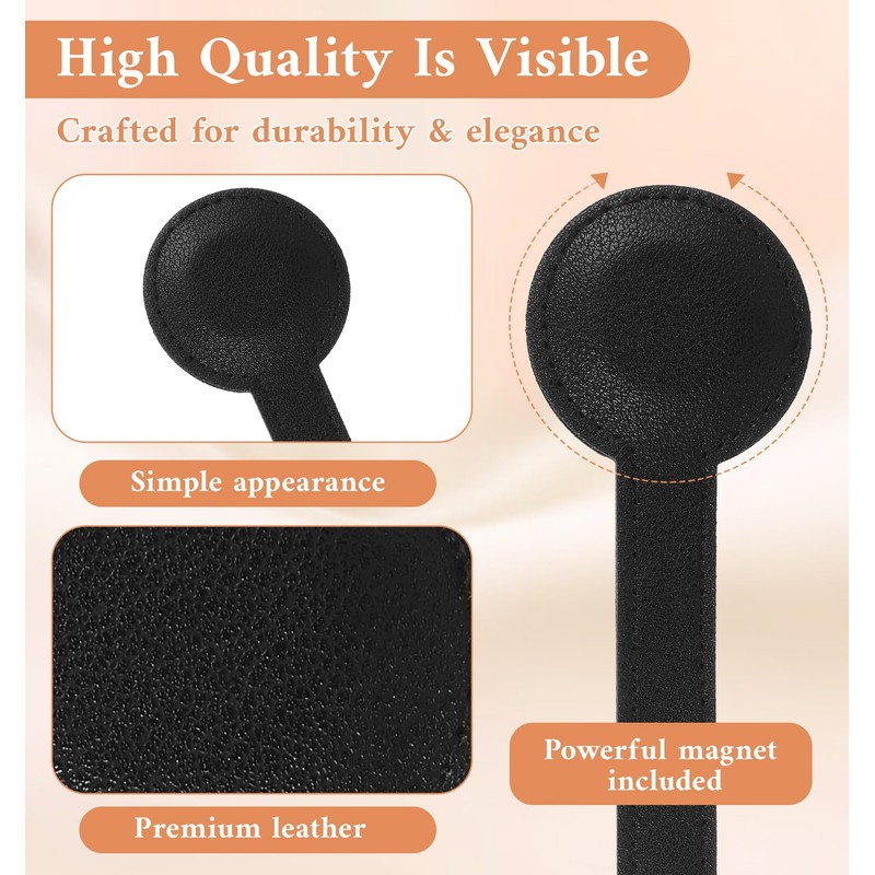Thrymme 2Pcs Magnetic Hat Clip, Leather Hat Clip for Travel