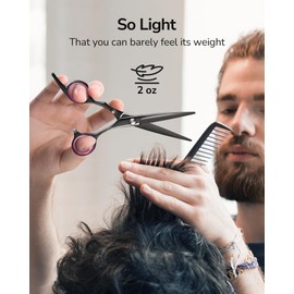 ULG Hair Cutting Scissors, Professional Hair Scissors 6.5 inch Right-Hand Razor Edge Barber Shears Salon Hair Cutting Shears Made of Japanese Stainless Steel, Hand Sharpened Black