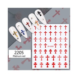 Cross Nail Sticker Gold Silver Black White Nail Decals Jo2205 Red Nail Wraps Stickers Manicure Supplies for Women Nails Full Long Lasting Easy Apply and Remove