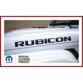 Decal Mods Rubicon Hood Graphic Decal/Sticker fits Jeep Wrangler JK (2007-2018) Black Gloss CB (Set of 2) | SJ1Y3