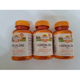 Sundown Naturals 3 Pack, Sundown Essential Zinc 50mg, 100 Caplets Each, Exp. 02/2026
