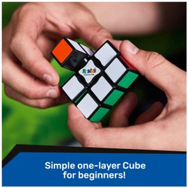 Rubik's Edge, 3x3x1 Rubik's Cube for Beginners Single Layer Puzzle Retro Educational Brain Teaser Travel Fidget Toy, for Adults & Kids Ages 8 and up
