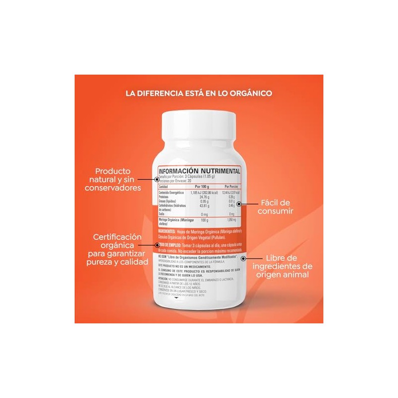 MORINGA ORGANICA 60 CAPSULAS