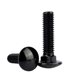 VAMUOEFL 5/16-18 x 1-1/2" Carriage Bolts Screws Black Finish, Round Head Square Neck, 304 Stainless Steel 18-8, UNC Full Machine Coarse Thread, 10Pcs