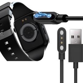 Compatible for Fire-Boltt Ring Bluetooth Calling Smartwatch 1.7" Charger, 2 Pin Magnetic USB Replacement Charging Compatible with Fire-Boltt RING 3 Smartwatch 1.7 Inches-BSW005 (Black+White)