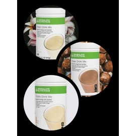 herbalife PROTEIN DRINK MIX VARIETY: Vanilla 616g, Chocolate 638g, Peanut cookie 616g. - Vanilla
