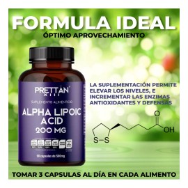 Acido Alfa Lipoico Prettan Suplemento 500mg Cápsulas Sabor