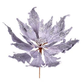 Vickerman 16" x 22" Silver Velvet Sequin Poinsettia Artificial Christmas Pick