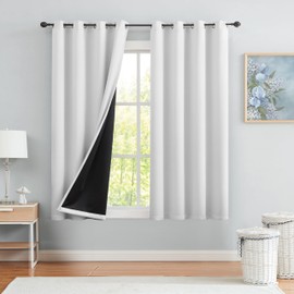 Urban Lotus White Blackout Curtains for Bedroom Full Light Blocking Window Curtains for Living-Room 63 Inches Long Room Darkening Thermal Insulated Curtains Set of 2 Panels Grommet Top 52" w White