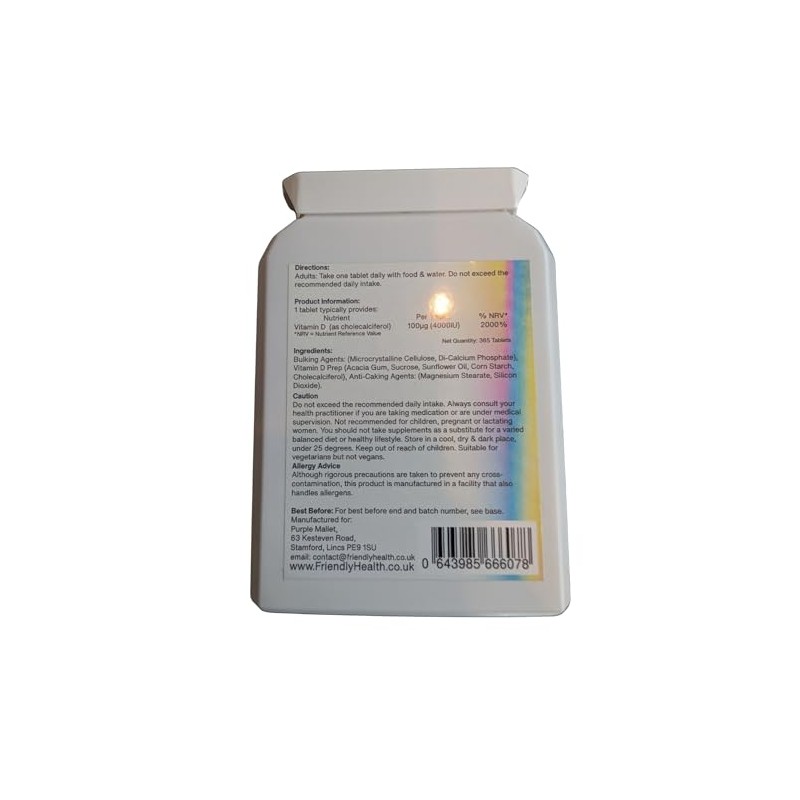 Vitamin D3 4000IU Tablets - 365 Day Supply - Vegetarian