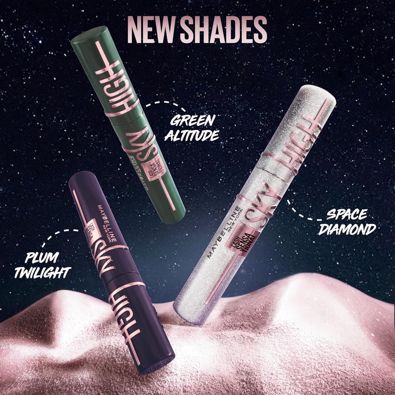 Maybelline Sky High Cosmic Black Máscara de Pestañas, Dura 24H,