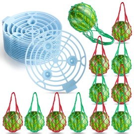 FillTouch 48pcs Watermelon Net with Melon Cradle Set, Heavy Duty Melon Hammock Cradles Holder for Trellis, Reusable Hanging Bags Fruit Slings, Plant Garden Vegetable Farm Pumpkin Fruit Slings Support