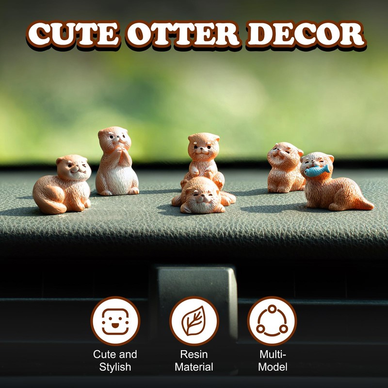 Rislobx 6PCS Otter Car Dashboard Decor, Sea Otter Car Dashboard