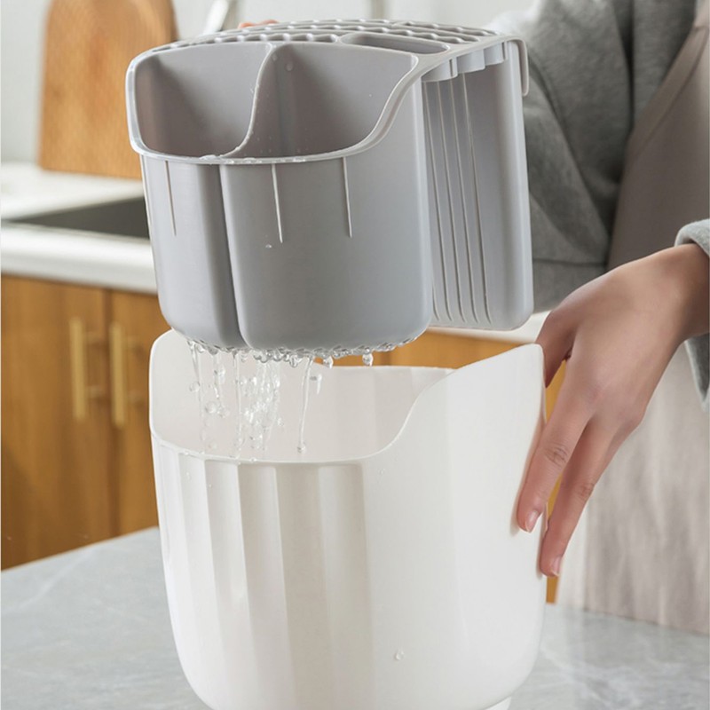 Rotating Utensil Holder Multiple Compartments Plastic Kitchen Counter Knife Chopstick