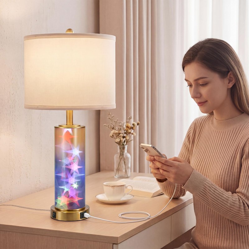 26" Modern Bedside Table Lamps Set of 2 for Bedroom
