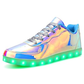 Padgene Women's Men's LED Lights Up Shoes Unisex Luminous Flashing Trainers USB Charging Lace Up Couples Dancing Shoes