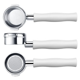 Normcore 58mm Bottomless Portafilter - Bottomless Naked Portafilter - Included 18g Basket - Fits Breville Dual-Boiler, Oracle, Oracle Touch Machine - Non-Stick Coating White