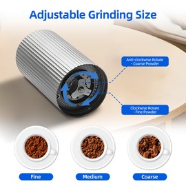 Manual Coffee Grinder - Stepless Adjustable Settings Portable Hand Coffee Mill with CNC Stainless Steel Conical Burr Double Bearing  Positioning Coffee Grinder for Home Use / Office / Travel and Camping