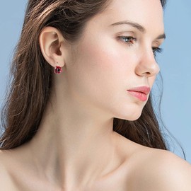 URONE Poppy Earrings 925 Sterling Silver Red Flower Earrings Leverback August Birth Flower Earrings Poppy Flower Jewelry Gift for Women (poppy)