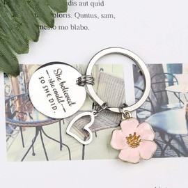 Inspirational Quote Keychain She believes she could so she did Keyring Keychain Gifts Women Girl's Key Ring Chain for Best Friends, Daughter, Sister