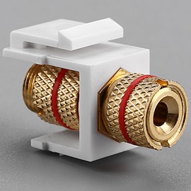 tunghey 6Pack Banana Jack Binding Post Keystone Jack Insert with Black & Red Rings, Screw Type Audio Speaker Keystone