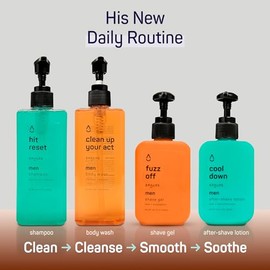 SpaLife- Set de 4 piezas para el cuidado del cabello y el cuerpo de hombres: gel de baño, gel de afeitar, gel para después del afeitado, champú – Cuid