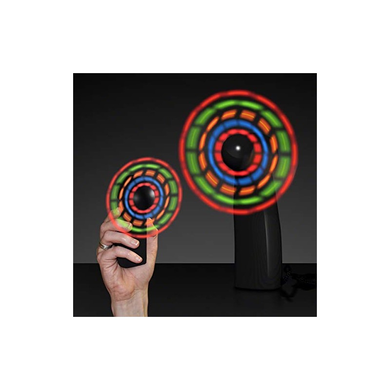 Light Up LED Mini Handheld Fan with Black Handle