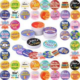 Qilery 250 Pcs Positive Affirmations Chips for Kids, 25 Motivational Encouragement Inspirational Quote Cards, 1.6'' PVC Kindness Sayings Coins Double Sides Printed for Students Classroom Office School