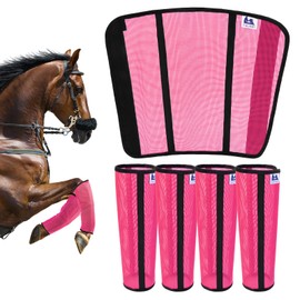 TAILNERY Fly Boots for Horses Set of 4 - Edge-Curved Design for Optimal Fit, Non-Sag Dual Stay System, Breathable Mesh for Comfort, Reduces Stomping & Fatigue (Medium to Large, Pink)