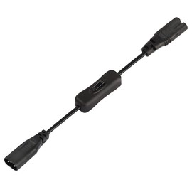 GINTOOYUN IEC 320 C8 to C7 Power Cable with Switch 1FT 8 Figure C8 Male to C7 Female Extension Power Supply Adapter 250V 2.5A Replacement Power AC Cord for Computer Monitor Smart TV,etc.(0.3m)
