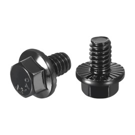 sourcing map 15Pcs 1/4-20 x 3/8" Flanged Hex Head Bolts, 304 Stainless Steel Flange Hexagon Screws, Flange Hex Drive Screws 5.8 Grade for Machinery Industry Home Appliances, Black