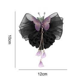 Elegant Butterfly Hair Snood Net Barrette Mesh Bun Cover with Spring Clips for Women Professional Hair Accessories for Stewardess Banks Hotels Restaurant Staff