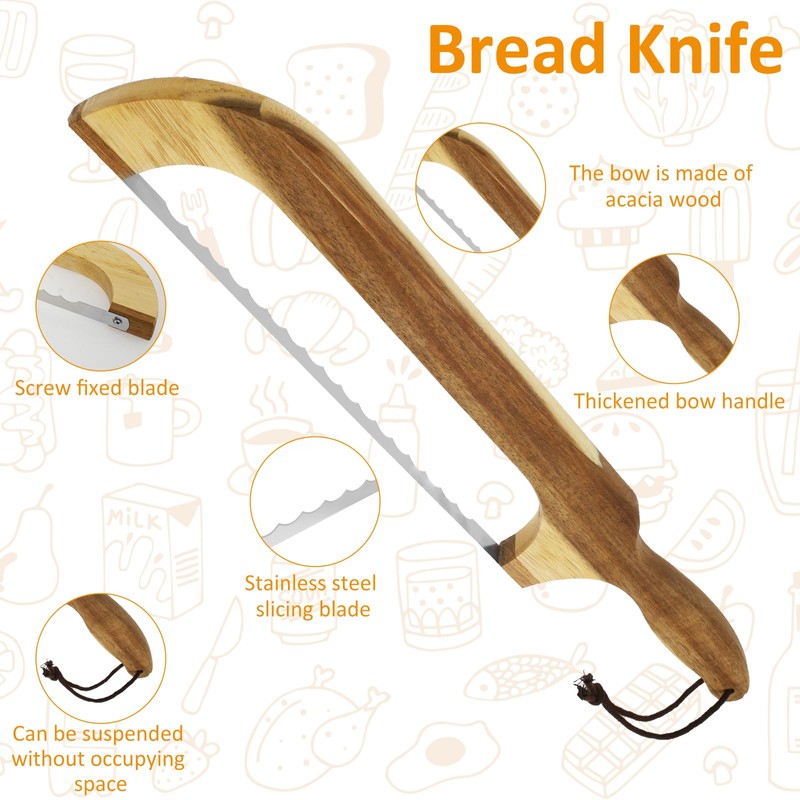 YMKWZ Bread Knife for Homemade Bread, Bread Bow Slicer 15.7"
